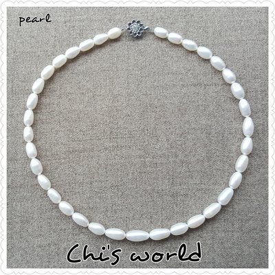 Chi's world~天然淡水養殖珍珠項鍊 手工串製典雅氣質 母親節禮物生日喜宴 珠寶裝飾配件 加贈耳環