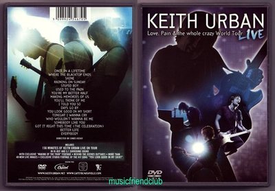 音樂居士新店#Keith Urban Love Pain andThe Whole Crazy World Tour () DVD