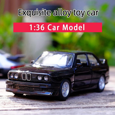 UNI 1987 BMW M3老爺車跑車授權合金汽車模型1:36回力開門男孩兒童合金玩具車裝飾收藏模型車