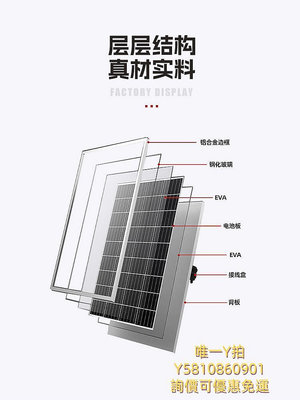 太陽能板12v太陽能電池板單晶24v蓄電池發電充電板戶外家用100w光伏組件