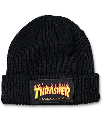 【THRASHER】Flame Beanies 毛帽 (黑色)