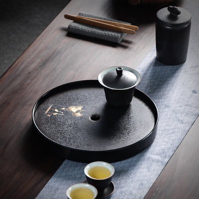 現貨 復古茶承壺承干泡臺家用陶瓷茶具配件托盤單獨瀝水茶盤小型中式