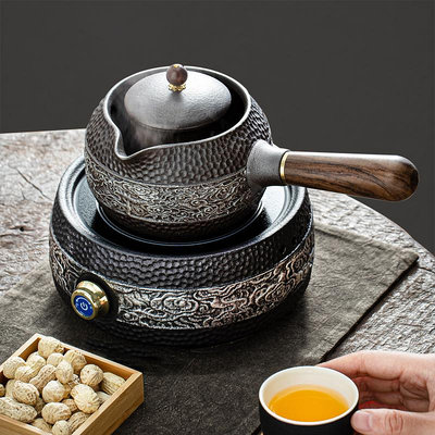 圍爐煮茶電陶爐煮茶壺陶瓷側把茶壺煮茶器套裝家用燒茶爐耐高溫壺