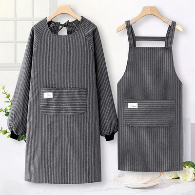 2023新款網紅純棉長袖圍裙韓版女家用廚房餐飲專用工作服罩衣圍腰