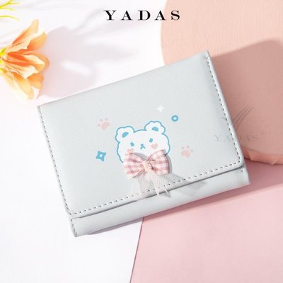 皮夾【网纱蝴蝶结】YADAS可爱女士钱包 创意柔美短款三折学生零钱卡包
