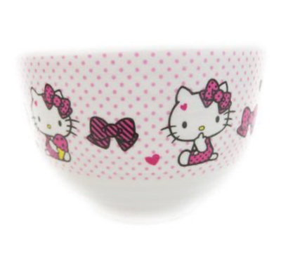 愛買物 台灣製 日式湯碗粉色 三麗鷗 Hello Kitty 凱蒂貓 點點kitty湯碗 吃飯碗 點心碗 正品餐具