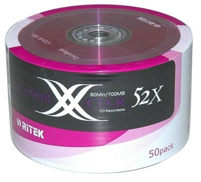 ＊購物城＊公司貨＊錸德 RITEK CD-R 52X X版 光碟片700MB 白金片 50片裝，每片$5