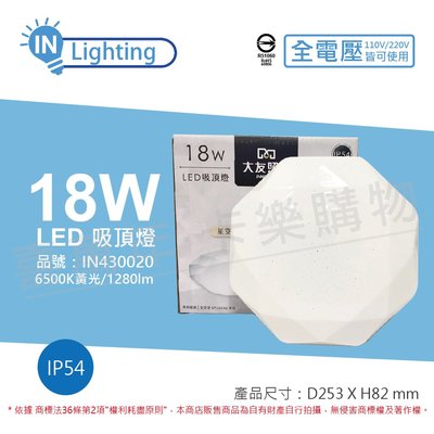 [喜萬年] 含稅 大友照明innotek LED 18W 白光 IP54 全電壓 星燦水鑽 吸頂燈_IN430020