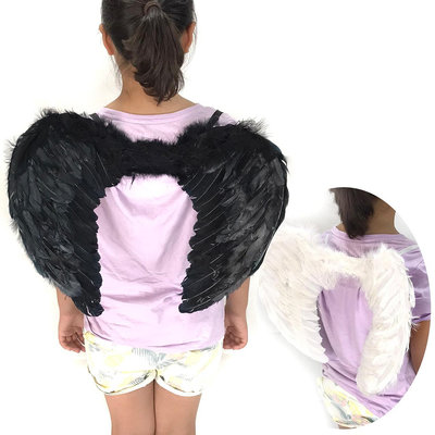 羽毛翅膀 (小號-黑白雙色) 天使翅膀 成人裝扮 翅膀 天使愛心 萬聖節/聖誕節/角色扮演 配件 道具【塔克】