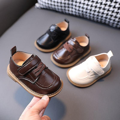 【小點點】春季新男童寶寶小皮鞋0-3歲韓版素色防滑兒童時尚軟底皮鞋
