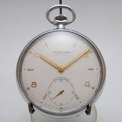 【timekeeper】  極美70年代德國製Schilling 15石小秒針懷錶(免運)