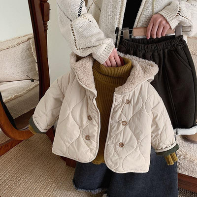 男童加厚外套2023冬裝新款兒童羊羔絨上衣中小童寶寶夾棉毛毛衣潮