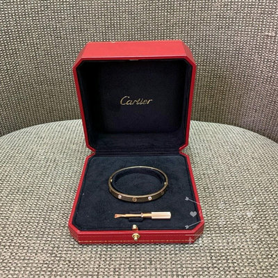 歐洲二手Cartier 卡地亞 Love手鐲 LOVE系列 寬版 四鉆 18K玫瑰金手環 B6036017