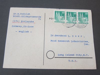 【雲品8】德國Germany 1949 USA post card OurRef:1470 庫號#DX07 1470