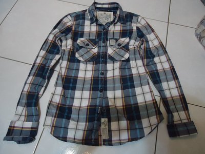 SUPERDRY SHIRT 極度乾燥藍白黃紅格紋長袖襯衫,純棉,尺寸XS,肩寬37cm.胸寬42cm.少穿,降價大出清