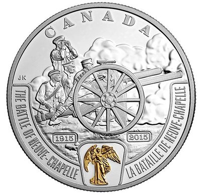 【海寧潮現貨】加拿大2015年一戰前線系列1新沙佩勒戰役1盎司銀幣