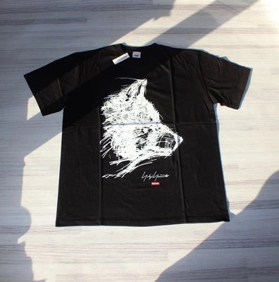 Angel潮牌購~美國潮牌supreme聯名款山本耀司Yohji Yamamoto 素描Scribble Wolf狼頭黑白短袖T恤
