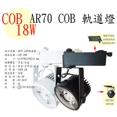 【CNS認證】TR0632 LED COB軌道燈 18W 黑殼白殼~商空燈具 餐廳 居家 夜市~