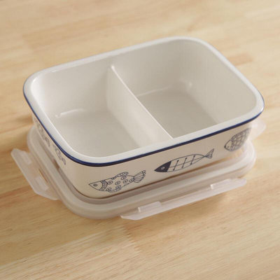 陶瓷微波爐加熱飯盒分隔碗上班族分格餐盒保鮮盒學生密封便當盒A7