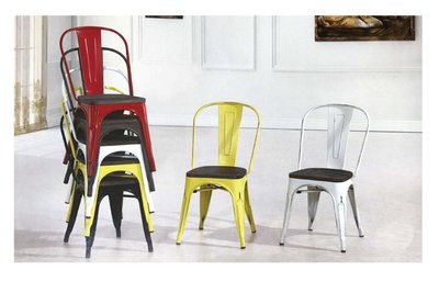 【zi_where】* 法國工業風 tolix a chair仿舊榆木單椅/餐椅 復刻(紅/黑/白/黃) $1670
