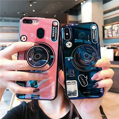 三星A7 A9 2018 藍光相機支架手機殼Samsung Galaxy A8+ A6 Plus J4 J6 保護套軟殼-華強3c數碼