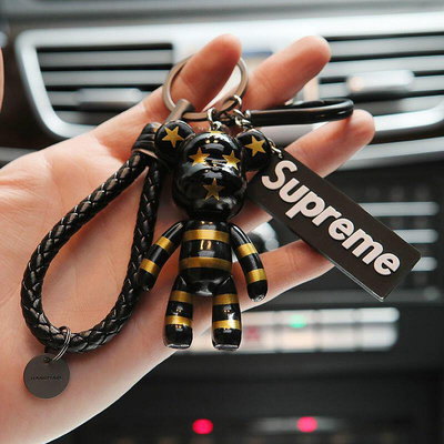 鑰匙鏈supreme汽車鑰匙扣女暴力熊潮牌掛件女男女款情侶包包
