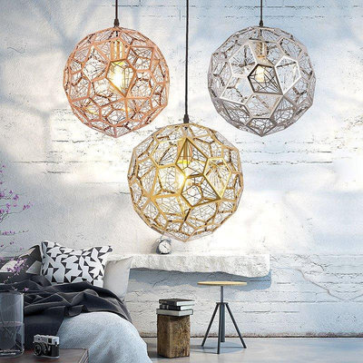北歐金屬幾何多面圓球不銹鋼吊燈鉆石球吊燈創意個性餐廳燈球形
