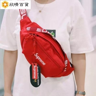 Supreme 18ss 19ss斜背包潮牌斜背包男女腰包運動胸包歐美蹦迪包