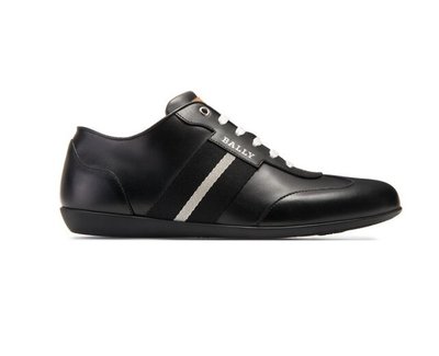 [全新真品代購] BALLY 織帶 黑色皮革 休閒鞋 / 運動鞋