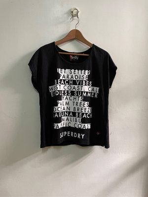 Superdry 極度乾燥 黑色字母印花寬鬆T恤 / 2668