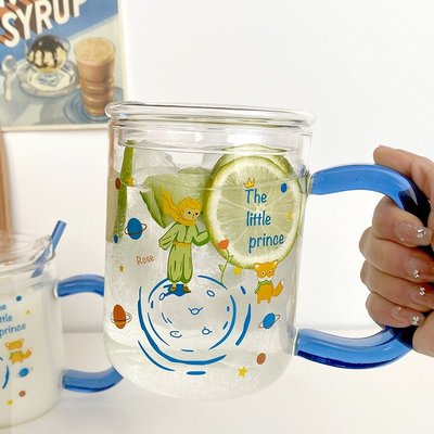 熱銷 日本代購NHGP玻璃杯可愛卡通女水杯創意大容量帶蓋把手杯子吸管杯簡約