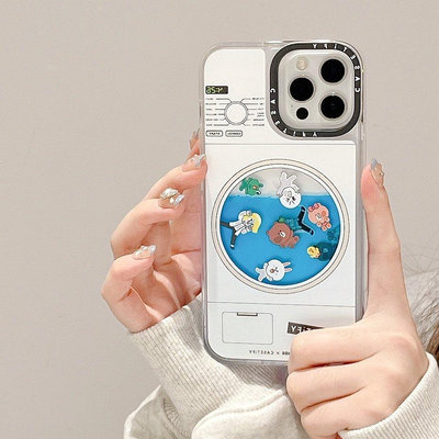 新款推薦 小熊流動洗衣機手機殼 適用iPhone 14 13 12 Pro Max 11全包殼-可開發票