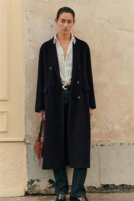 現貨熱銷-大牌潮款Massimo Dutti女裝 秋季新品雙排扣羊毛長款大衣外套 06484649401 現貨