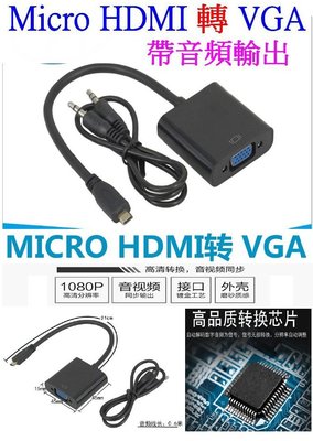 【購生活】micro HDMI轉VGA 帶音源線 轉接線 1080P 螢幕轉接器 視頻轉換器 轉接器 影像轉接頭