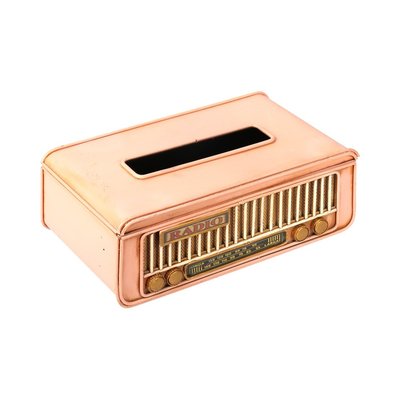JR 粉紅色 復古收音機造型 金屬面紙盒 鐵製面紙盒 金屬衛生紙盒 鐵製衛生紙盒 鐵盒 收納盒