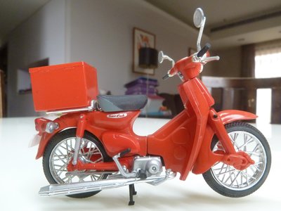 中古盒玩模型 Honda Super Cub 1/24 Aoshima 復古摩托車 紅色消防款 非1/32扭蛋款