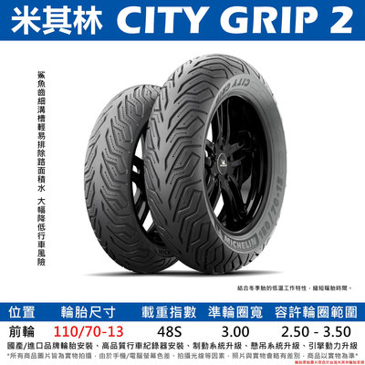 台中潮野車業 完工價 米其林 City Grip 2 110/70-13 NMAX KRV RomaGT NERO