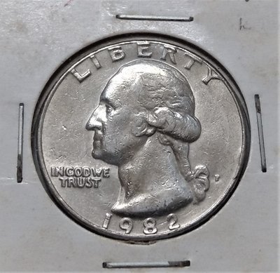 1982 年 美國 國徽 鷹 Washington Quarter ¼ Dollar 美元 錢幣 鎳幣 稀少 P記