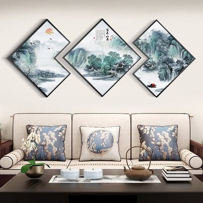 【熱賣精選】 海納百川中式客廳裝飾畫山水畫沙發背景墻掛畫水墨辦公室大氣壁畫
