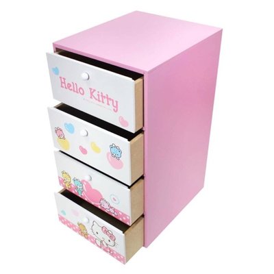 正版授權 三麗鷗 HELLO KITTY 凱蒂貓 小熊直式四抽收納盒 置物盒 桌上盒 小物盒 抽屜盒 四抽盒