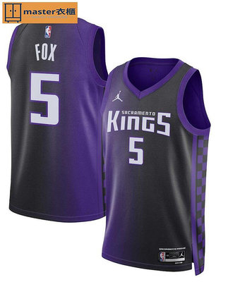 NIKE/耐克NBA國王隊5號福克斯10號薩博尼斯球衣籃球服男運動套裝~master衣櫃