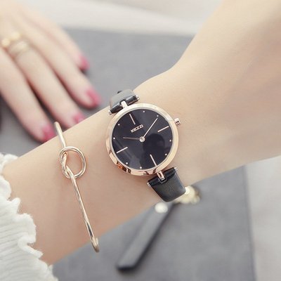 新款手錶女 百搭手錶女香港KEZZI珂紫時尚女士石英手錶氣質鑲鉆刻度簡約小錶盤皮帶腕錶