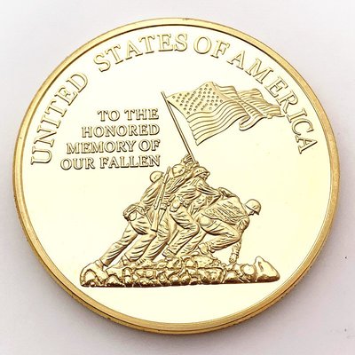 特價！美國海軍陸戰隊幣 戰士鍍金紀念幣外國硬幣金幣工藝金幣牙仙金幣
