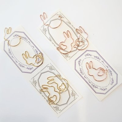✨全新現貨✨【單枚】創意迴紋針 可愛 兔子 金色 玫瑰金色 書籤 書夾 辦公 學生 金屬