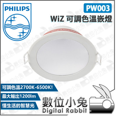 數位小兔【Philips 飛利浦 PW003 WiZ 可調色溫嵌燈】公司貨 LED 全彩情境 Wi-Fi 智慧壁燈頂燈