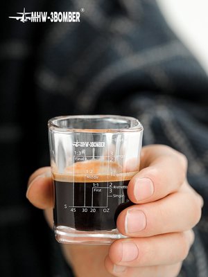 意式濃縮杯 刻度盎司杯 玻璃小量杯 方口杯60ml