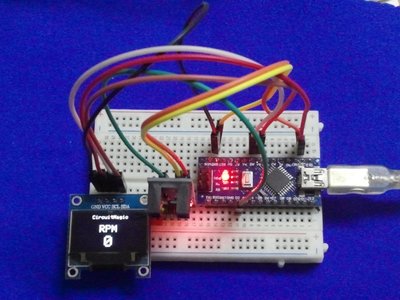 Arduino Nano + 光電感應模組 + 0.96吋 OLED I2C(白色)+400孔麵包板+杜邦線10根