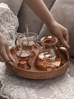 周厝法茲花茶壺套裝北歐風耐高溫煮茶玻璃茶杯茶具家用創意泡茶壺 陶瓷拿鐵咖啡杯-kby科貝