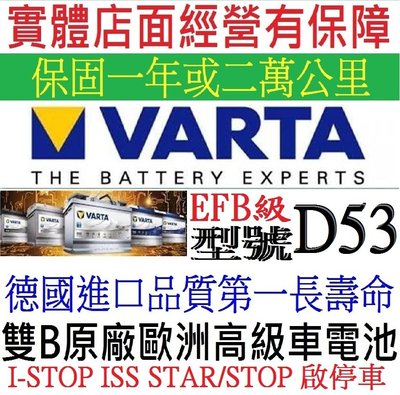 真正德國製 德國品牌 華達 VARTA D53 EFB 款型 LN2 60Ah 銀合金歐規車系 全球獨立極板技術汽車電池