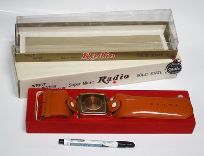 ~免運費~超稀有－收藏級-70年代日本製SuperMicro 手錶型-AM 7電晶體收音機~